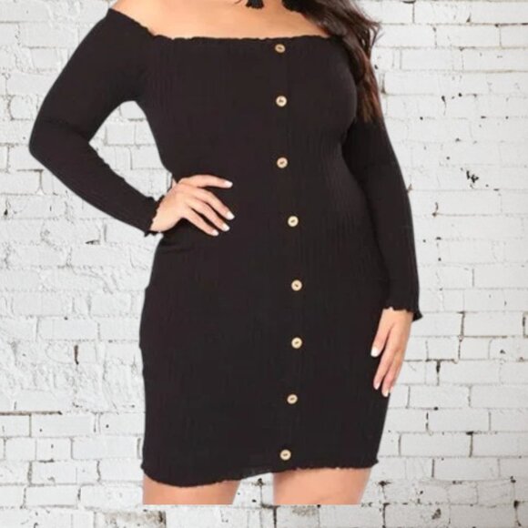 NWT Jacklyn Off Shoulder Mini Dress Ribbed Polyester Spandex - Picture 5 of 7